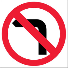 No Left Turn Sign 600x600mm, (corflute)