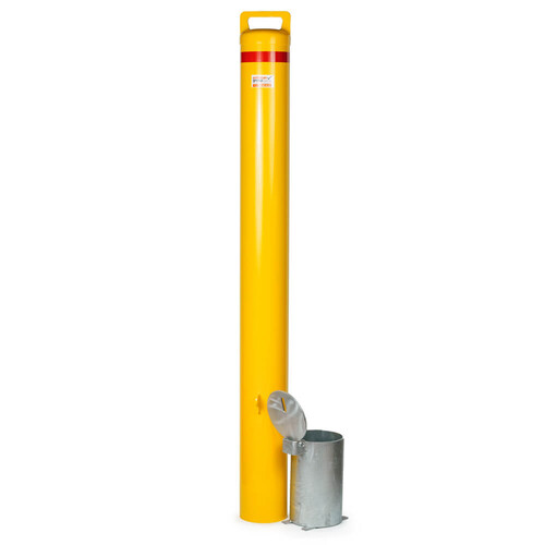 Bollard Removable Padlock 140mm In Ground - Yellow 
