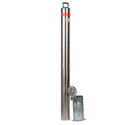 Bollard 90mm In-Ground Removable Padlock Stainless Steel 316 
