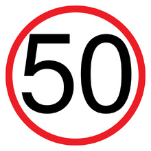 50KM Speed Limit Sign 600x600 (Corflute)