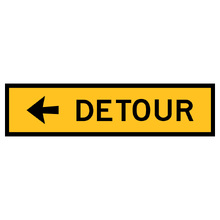 Detour Sign With Arrow Pointing Left