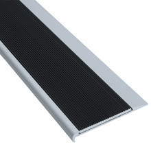 Aluminium Stair Nosing Natural or Black With Aluminium Corrugated Insert - Per Metre