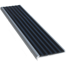 Aluminium Recessed Nosing Natural or Black with Ridged PVC Insert - Per Metre