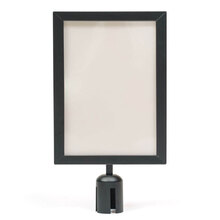 Retractable Belt Barrier Bollard - Powder coated black A3 Sign Frame Portrait