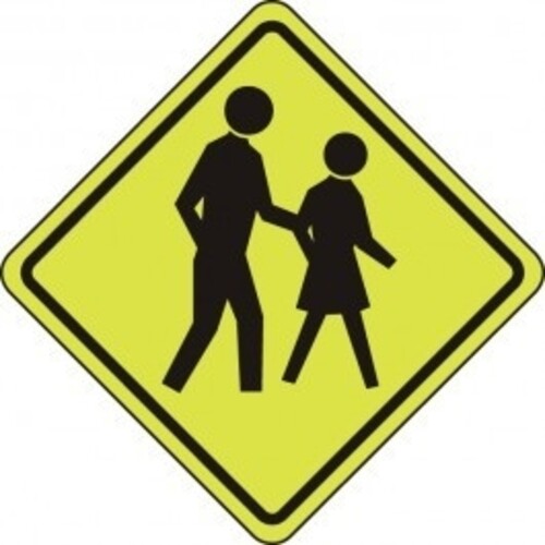 Pedestrian Crossing Sign, 600mm x 600mm, W6-1A