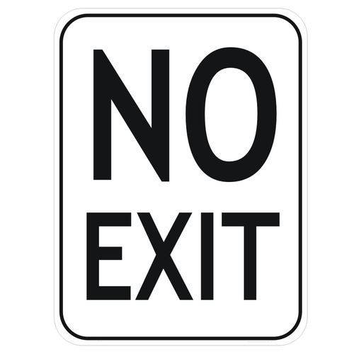 R2-8A "No Exit" Sign, 450mm x 600mm, Black Text on Reflective White Background Aluminium Sign