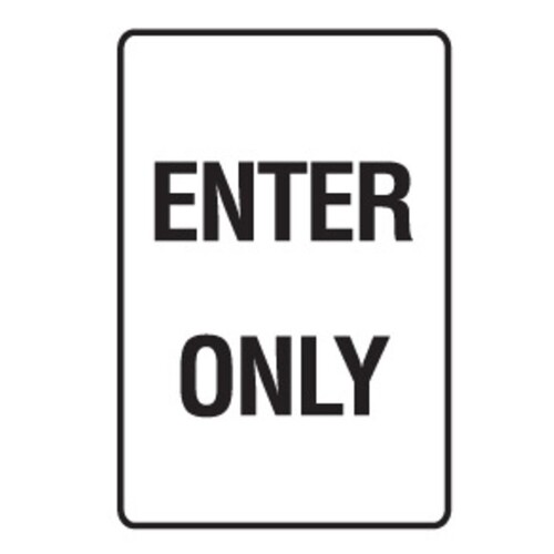 R2-ENO "Enter Only" Sign, 450mm x 600mm, Black Text on Reflective White Background Aluminium Sign